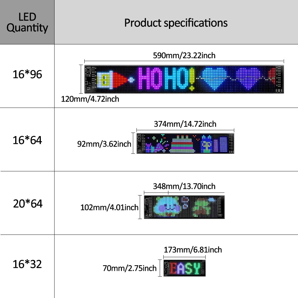 Tuning Voiture Panneau LED RVB pour voiture Animation Yeux LED Tuning Matrix Pixel Panel App Panneau programmable LED flexible Bluetooth
