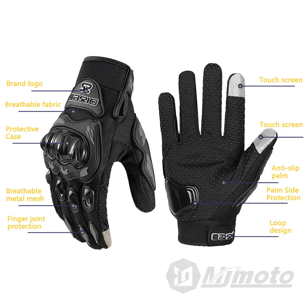 Gants de moto d'été respirants à doigts longs, antidérapants et résistants à l'usure, gants de course de motocross, gants de motard à écran tactile