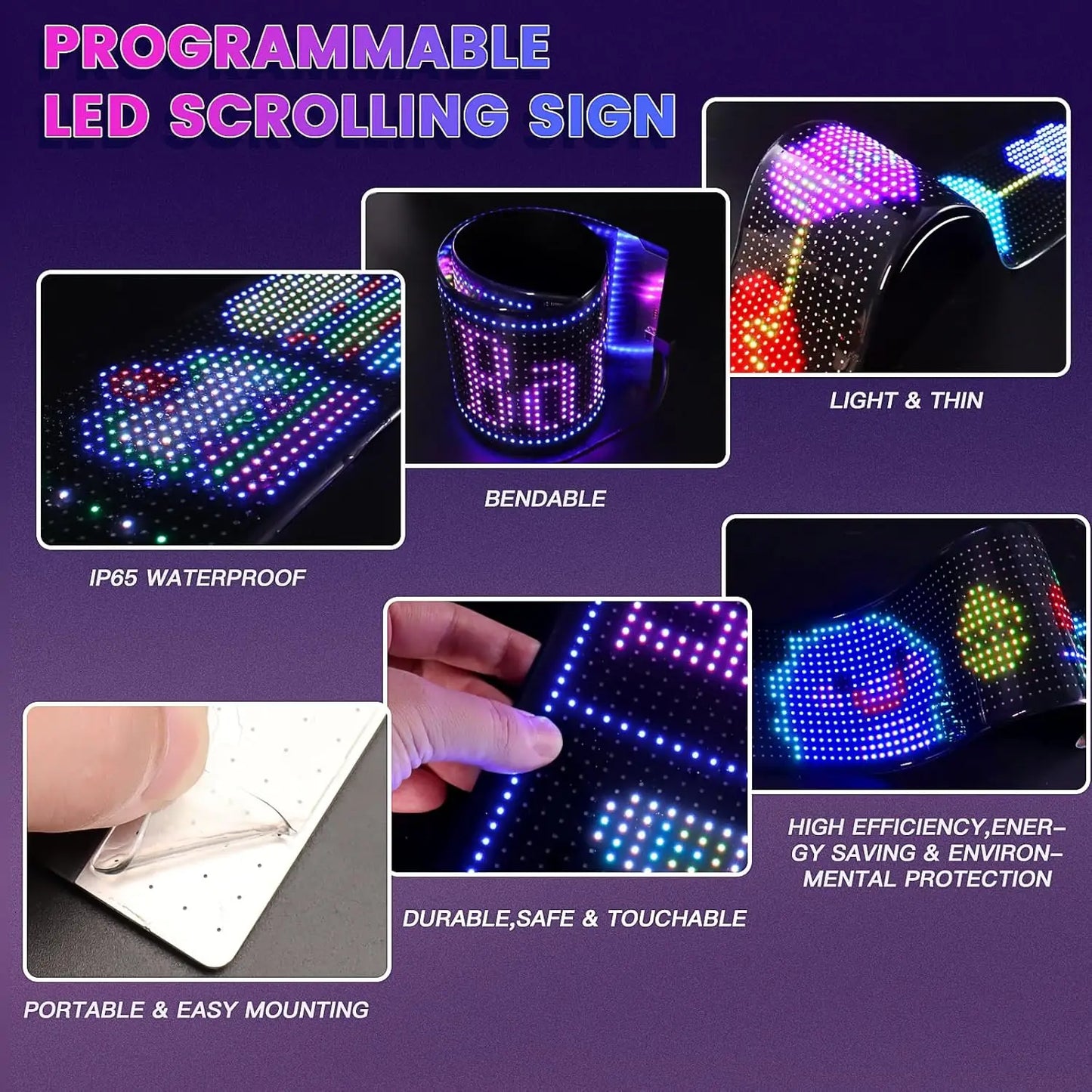 Tuning Voiture Panneau LED RVB pour voiture Animation Yeux LED Tuning Matrix Pixel Panel App Panneau programmable LED flexible Bluetooth
