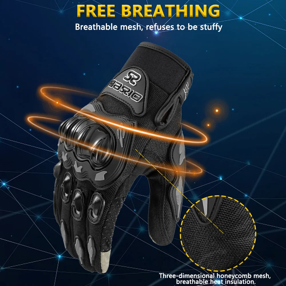 Gants de moto d'été respirants à doigts longs, antidérapants et résistants à l'usure, gants de course de motocross, gants de motard à écran tactile
