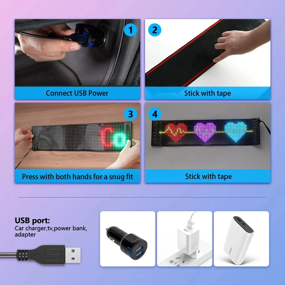 Tuning Voiture Pare-brise Panneau d'affichage matriciel LED Tuning animation Yeux LED pour voiture Camion pixel flexible, défilement programmable