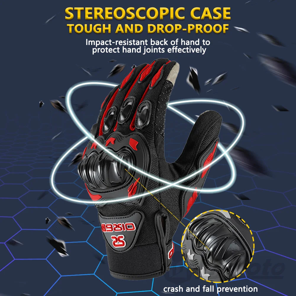 Gants de moto d'été respirants à doigts longs, antidérapants et résistants à l'usure, gants de course de motocross, gants de motard à écran tactile