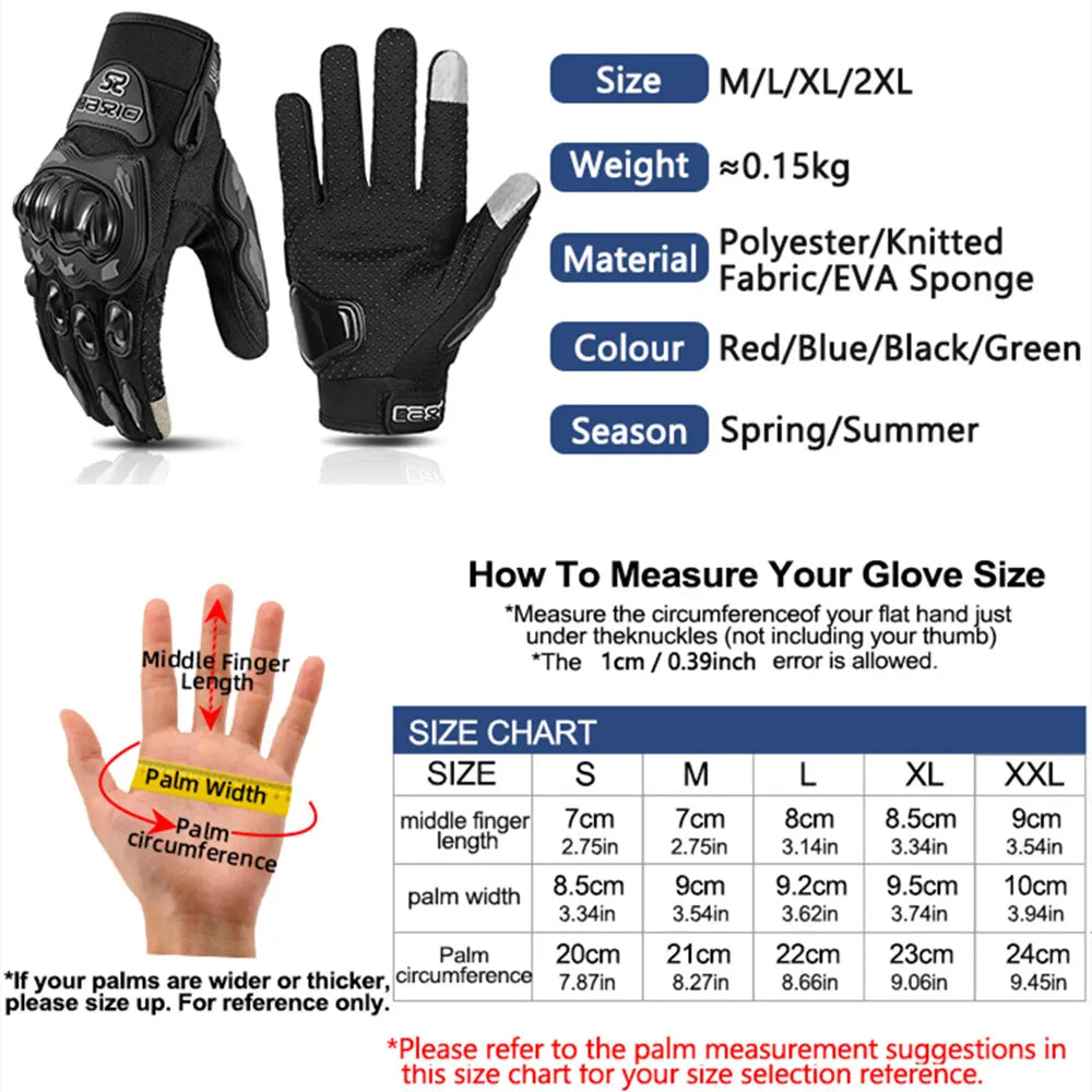 Gants de moto d'été respirants à doigts longs, antidérapants et résistants à l'usure, gants de course de motocross, gants de motard à écran tactile