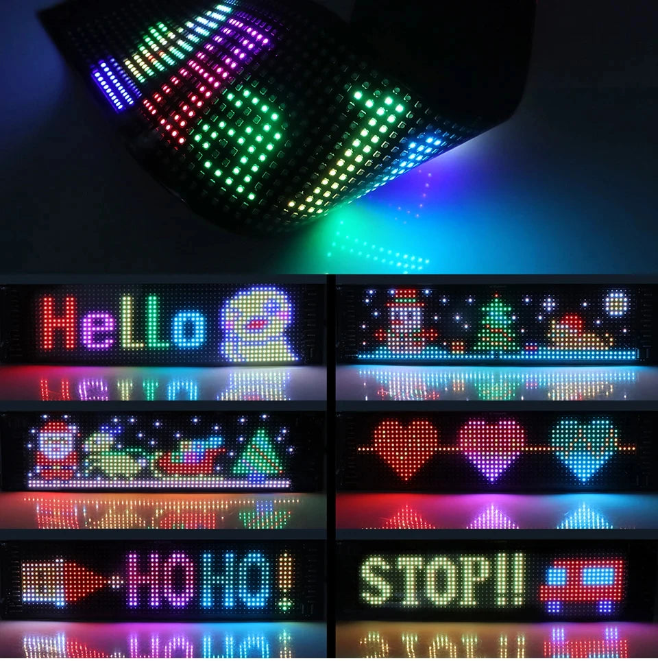 Tuning Voiture Pare-brise Panneau d'affichage matriciel LED Tuning animation Yeux LED pour voiture Camion pixel flexible, défilement programmable