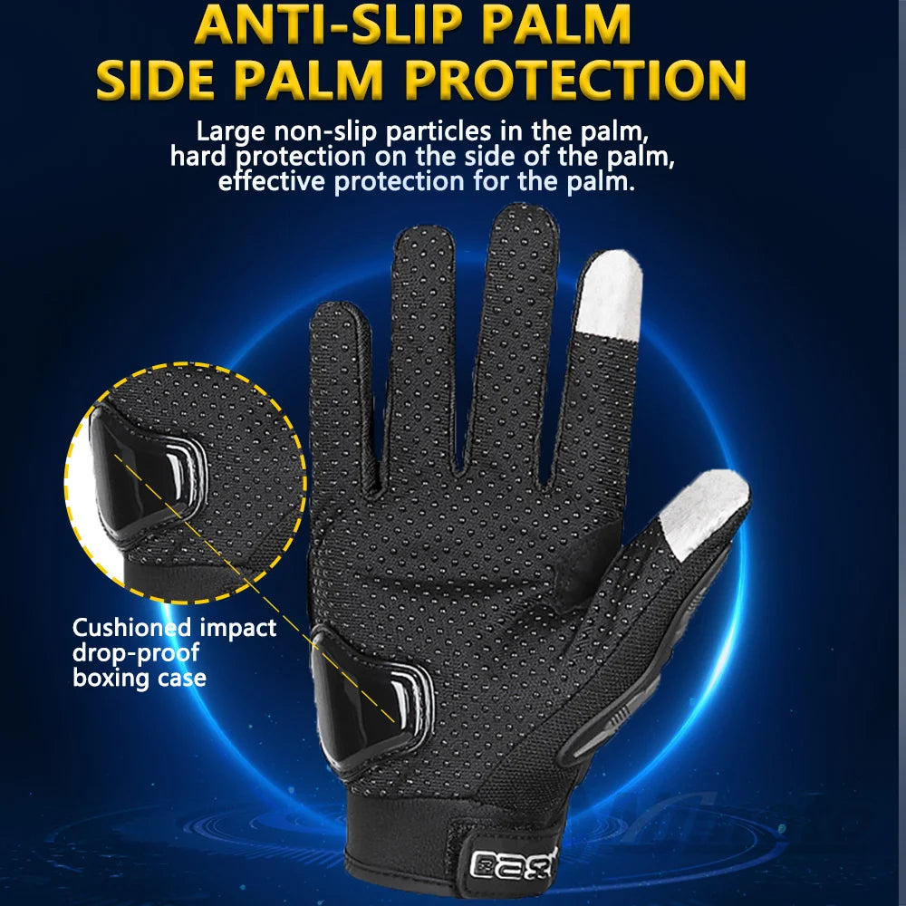 Gants de moto d'été respirants à doigts longs, antidérapants et résistants à l'usure, gants de course de motocross, gants de motard à écran tactile