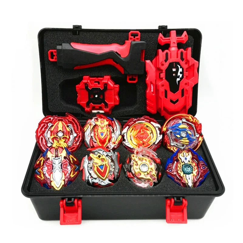 Toupie Bey 8 en 1 avec Boite, Métal Fusion Blade Gyro de Combat Jouet Set, avec Lanceur Poignée