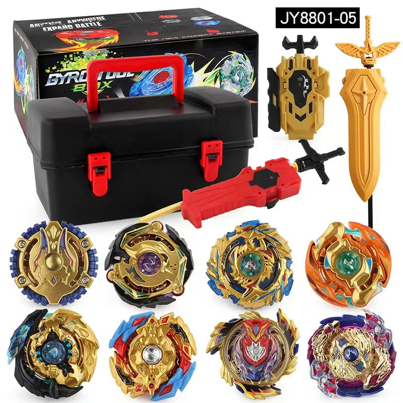 Toupie Bey 8 en 1 avec Boite, Métal Fusion Blade Gyro de Combat Jouet Set, avec Lanceur Poignée