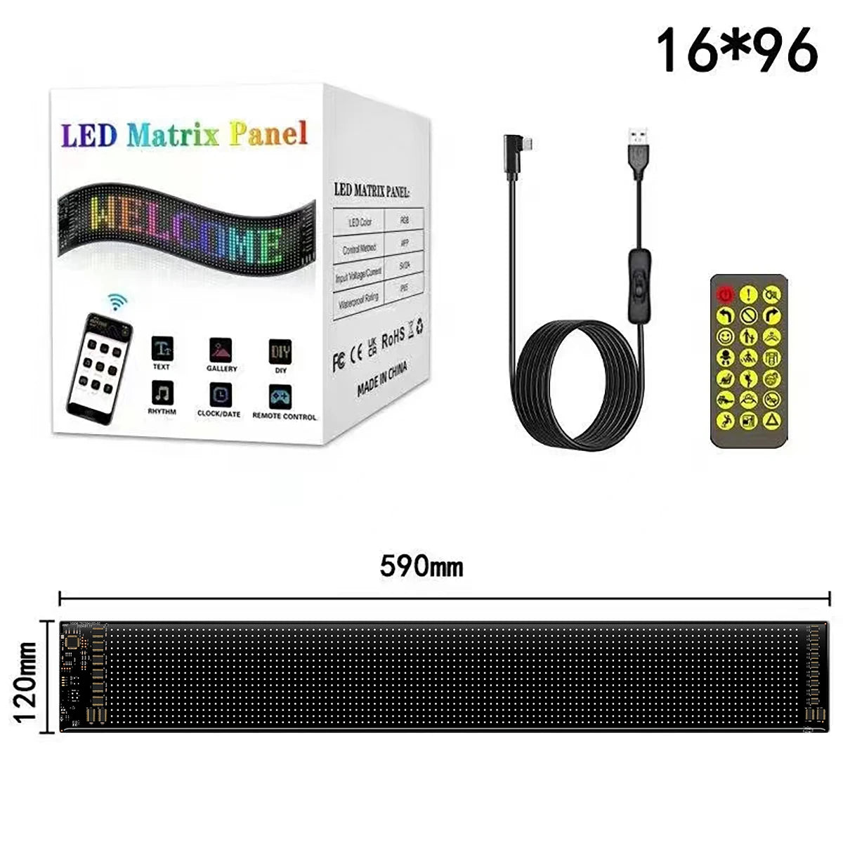 Tuning Voiture Panneau LED RVB pour voiture Animation Yeux LED Tuning  Matrix Pixel Panel App Panneau programmable LED flexible Bluetooth