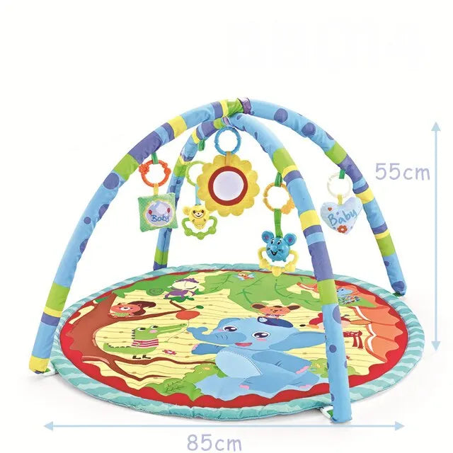 Tapis de jeu pour bébé, tapis de jeu, cadre de fitness, support d'activités avec 5 jouets détachables, tapis de développement des compétences sensorielles des nouveau-nés, tapis pour enfants