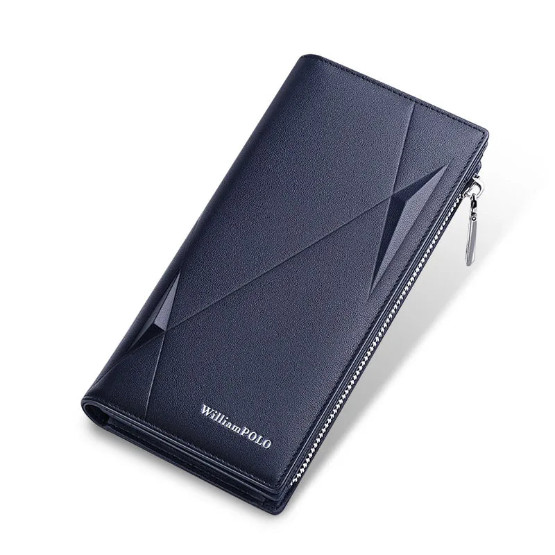 Portefeuille pour homme WilliamPOLO Portefeuille en cuir véritable pour homme Porte-cartes de crédit pour homme Sac à main à fermeture éclair