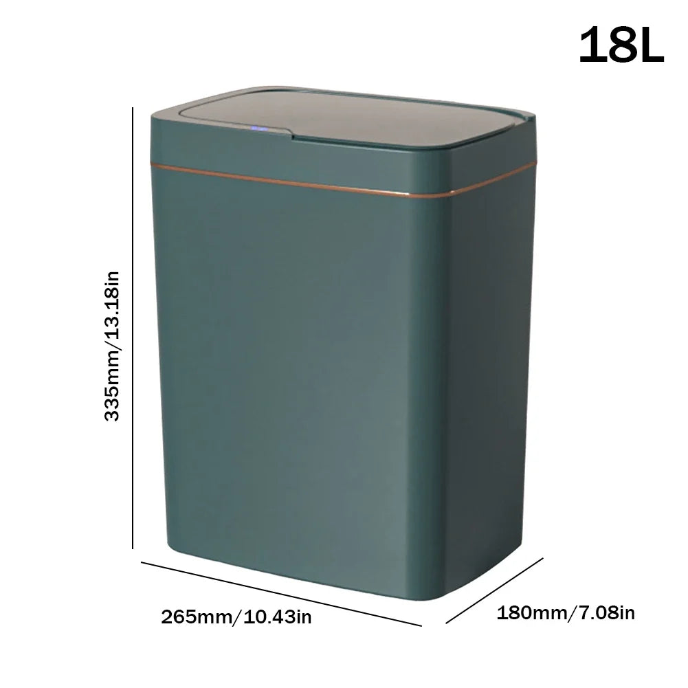 Poubelle à Capteur Intelligent 15/18 L Etanche Sans Contact Silencieuse Capteur de Mouvement Automatique Cuisine et Salle de Bain