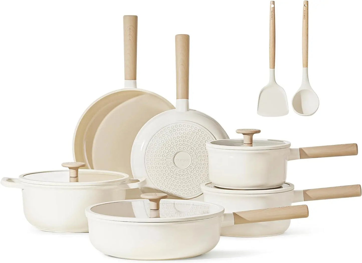 Ensemble de 12 casseroles et poêles en granit à induction ustensiles de cuisine antiadhésifs sain avec poêles à frire et casserole