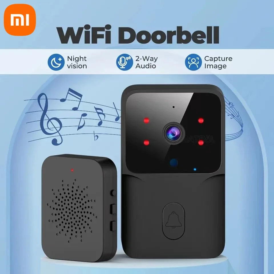 Sonnette vidéo sans fil avec caméra, interphone de sécurité, WiFi HD, téléphone extérieur, sonnette de porte, stockage cloud gratuit