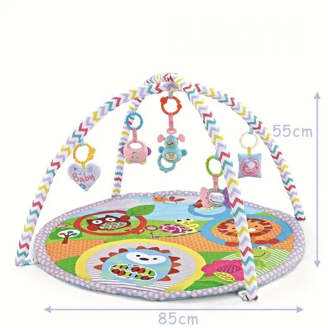 Tapis de jeu pour bébé, tapis de jeu, cadre de fitness, support d'activités avec 5 jouets détachables, tapis de développement des compétences sensorielles des nouveau-nés, tapis pour enfants