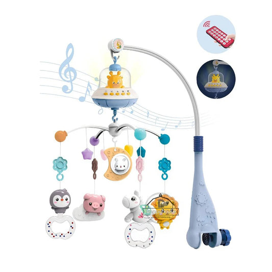 Mobile musical pour berceau de bébé avec lumières et projection de musique pour nourrissons, jouets de berceau télécommandés pour nouveau-né, mobile pour jouets de berceau