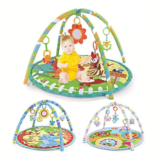 Tapis de jeu pour bébé, tapis de jeu, cadre de fitness, support d'activités avec 5 jouets détachables, tapis de développement des compétences sensorielles des nouveau-nés, tapis pour enfants