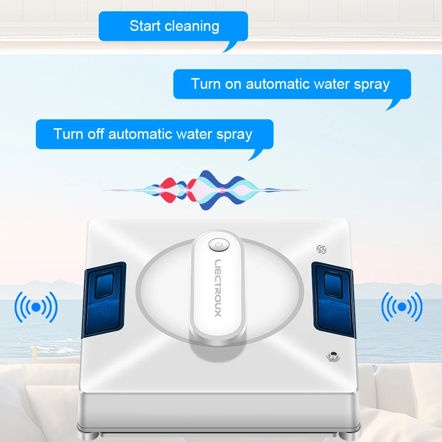 Robot nettoyeur de vitres, jet d'eau bidirectionnel, aspirateur robot pour vitres de sol en verre, aspirateur puissant, mémoire intelligente