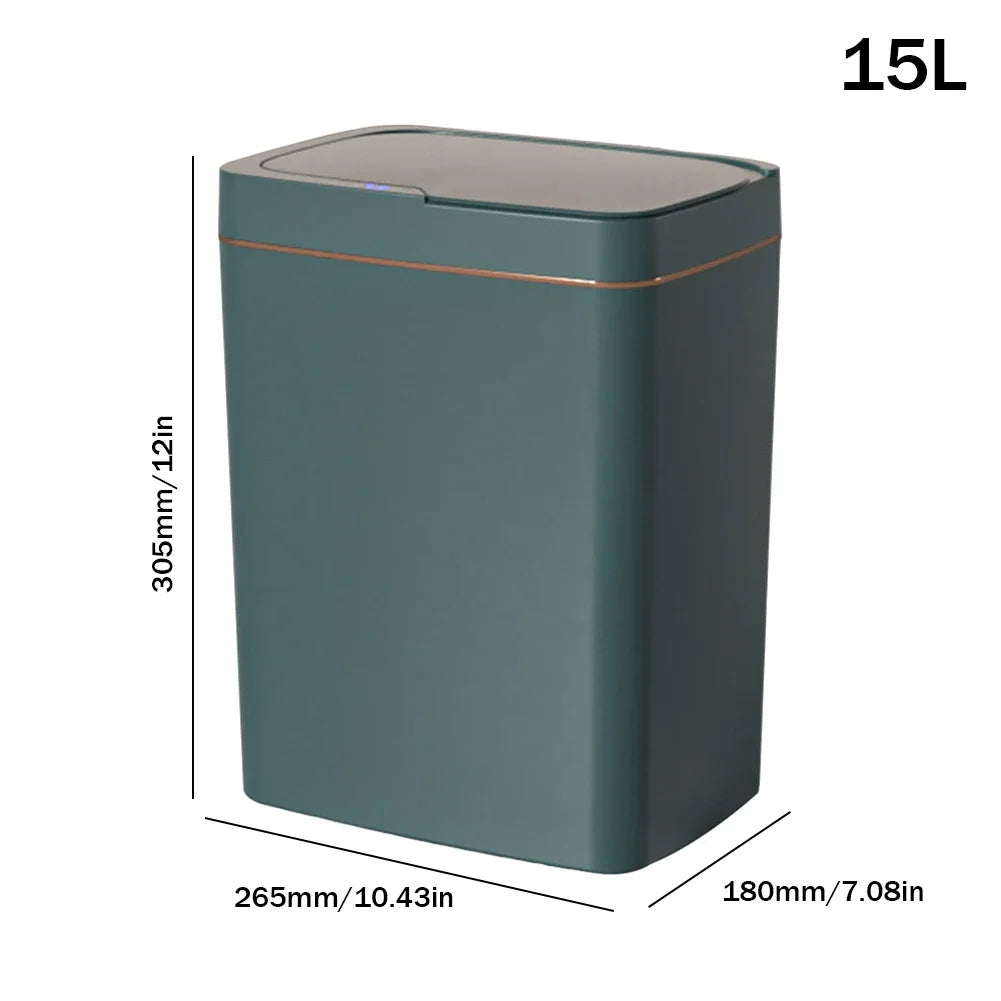 Poubelle à Capteur Intelligent 15/18 L Etanche Sans Contact Silencieuse Capteur de Mouvement Automatique Cuisine et Salle de Bain