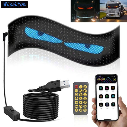 Tuning Voiture Pare-brise Panneau d'affichage matriciel LED Tuning animation Yeux LED pour voiture Camion pixel flexible, défilement programmable