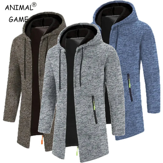 Nouveau pull à capuche à manches longues pour hommes sweat-shirts à glissière surdimensionnés streetwear chaud couleur unie automne veste à capuche hommes