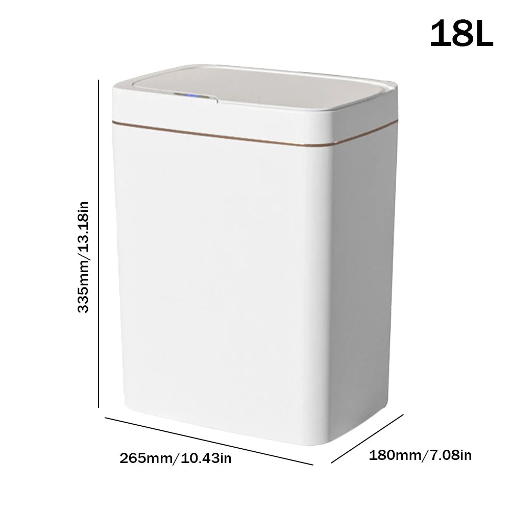 Poubelle à Capteur Intelligent 15/18 L Etanche Sans Contact Silencieuse Capteur de Mouvement Automatique Cuisine et Salle de Bain