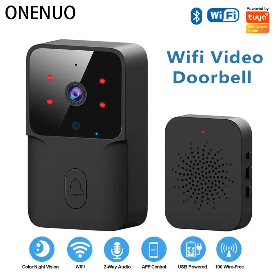 Nouveauté Sonnette Intelligente Wi-Fi Maison Villa sans fil caméra Jour/Nuit Rechargeable batterie avec Alexa Google