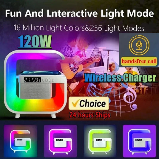 Chargeur sans fil multifonction Bluetooth 5.0 Haut-parleur FM TF Veilleuse RVB Station de charge rapide pour iPhone Samsung Xiaomi Wireless Charger Stand Bluetooth 5.0 Speaker FM TF RGB Night Light Fast Charging Station for iPhone Samsung Xiaomi