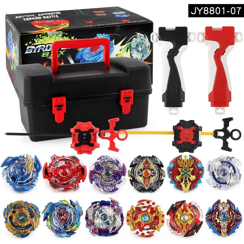 Toupie Bey 8 en 1 avec Boite, Métal Fusion Blade Gyro de Combat Jouet Set, avec Lanceur Poignée