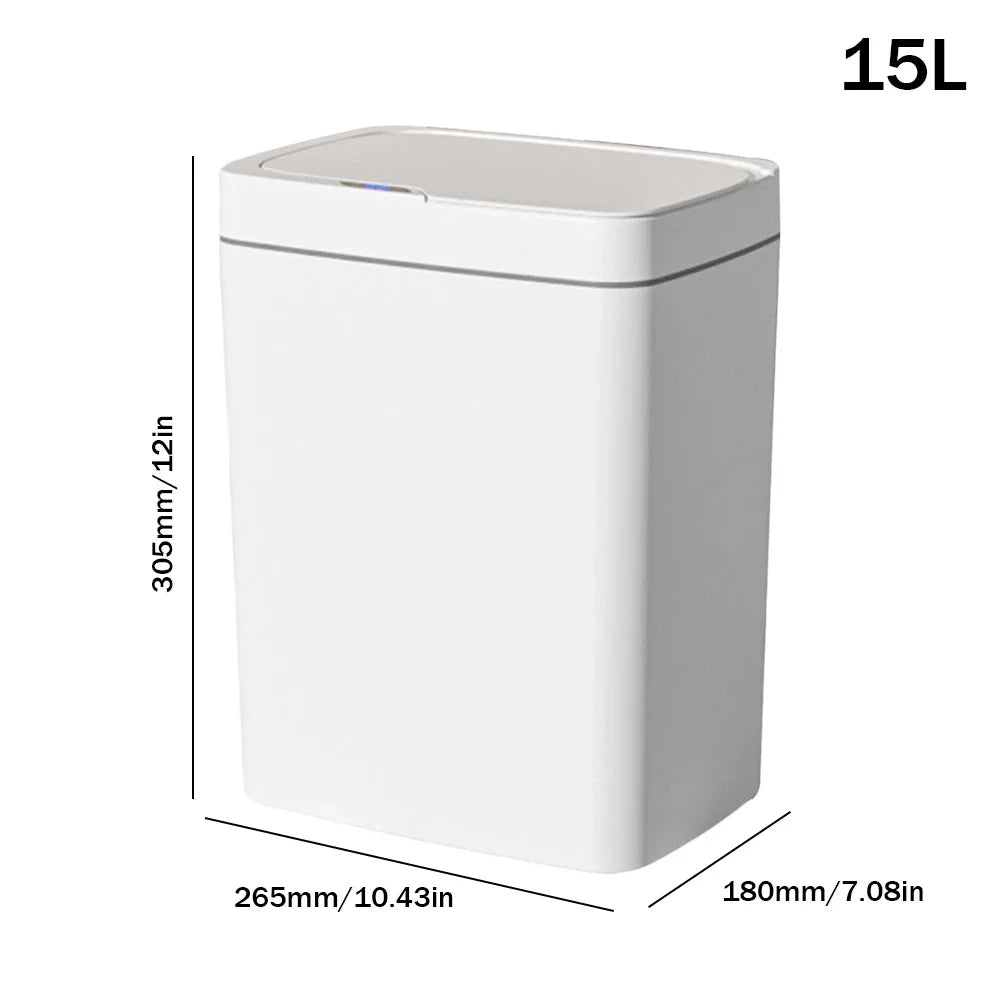 Poubelle à Capteur Intelligent 15/18 L Etanche Sans Contact Silencieuse Capteur de Mouvement Automatique Cuisine et Salle de Bain