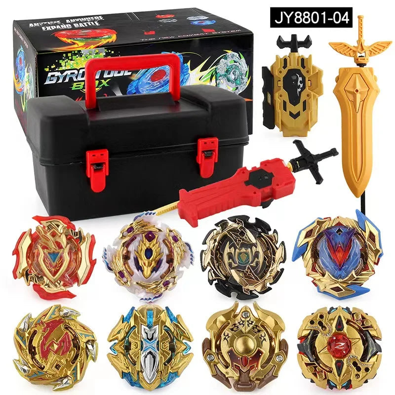 Toupie Bey 8 en 1 avec Boite, Métal Fusion Blade Gyro de Combat Jouet Set, avec Lanceur Poignée