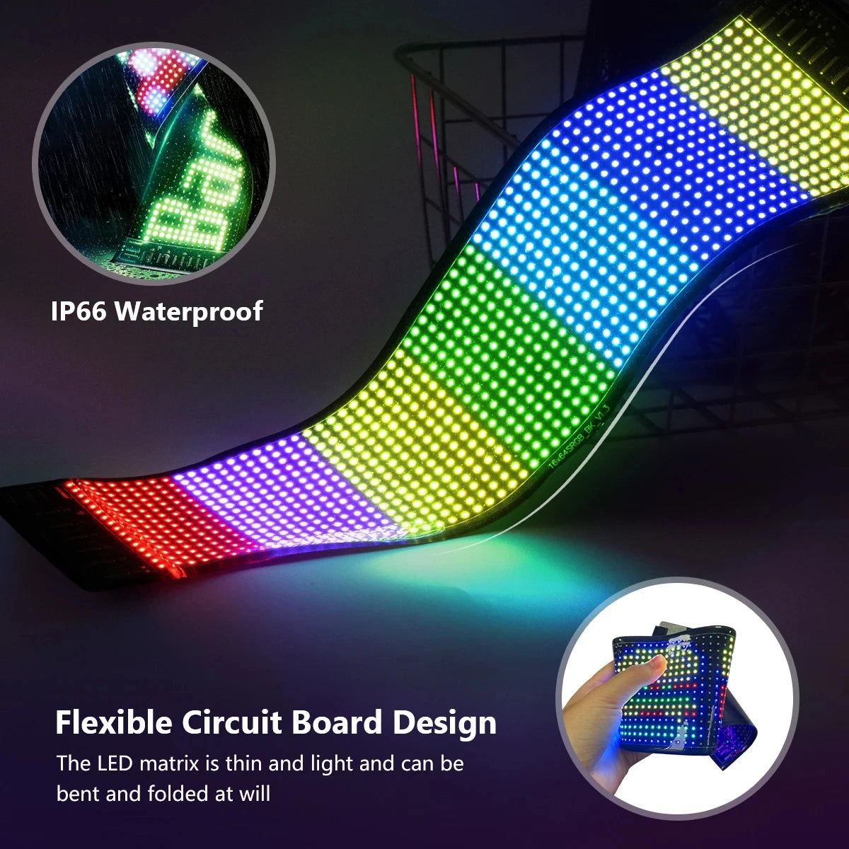 Tuning Voiture Pare-brise Panneau d'affichage matriciel LED Tuning animation Yeux LED pour voiture Camion pixel flexible, défilement programmable