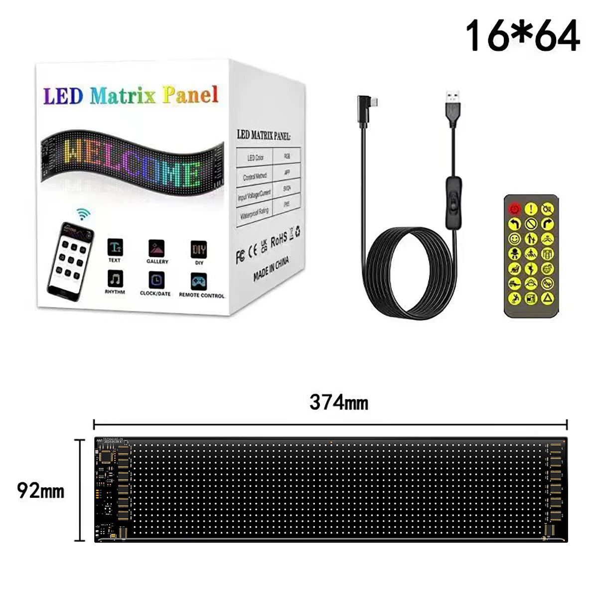 Tuning Voiture Panneau LED RVB pour voiture Animation Yeux LED Tuning  Matrix Pixel Panel App Panneau programmable LED flexible Bluetooth