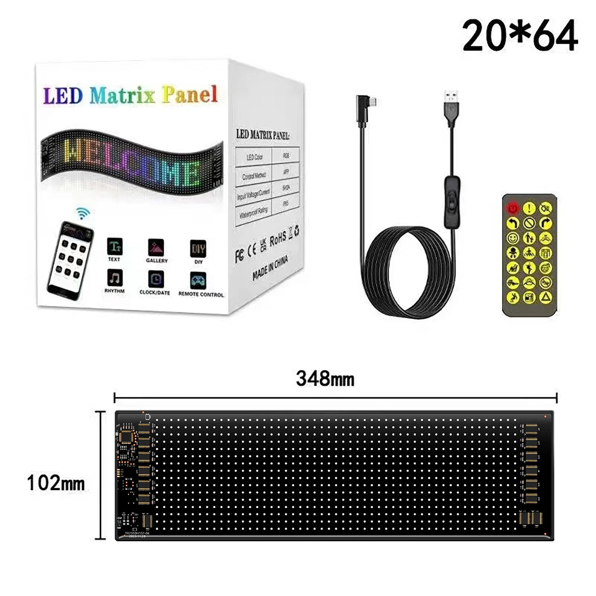 Tuning Voiture Panneau LED RVB pour voiture Animation Yeux LED Tuning  Matrix Pixel Panel App Panneau programmable LED flexible Bluetooth