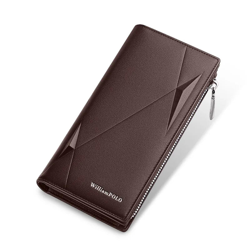 Portefeuille pour homme WilliamPOLO Portefeuille en cuir véritable pour homme Porte-cartes de crédit pour homme Sac à main à fermeture éclair
