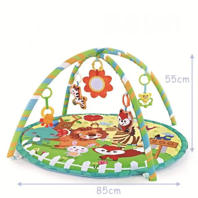 Tapis de jeu pour bébé, tapis de jeu, cadre de fitness, support d'activités avec 5 jouets détachables, tapis de développement des compétences sensorielles des nouveau-nés, tapis pour enfants