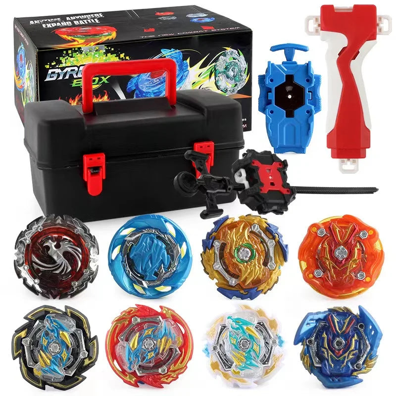 Toupie Bey 8 en 1 avec Boite, Métal Fusion Blade Gyro de Combat Jouet Set, avec Lanceur Poignée