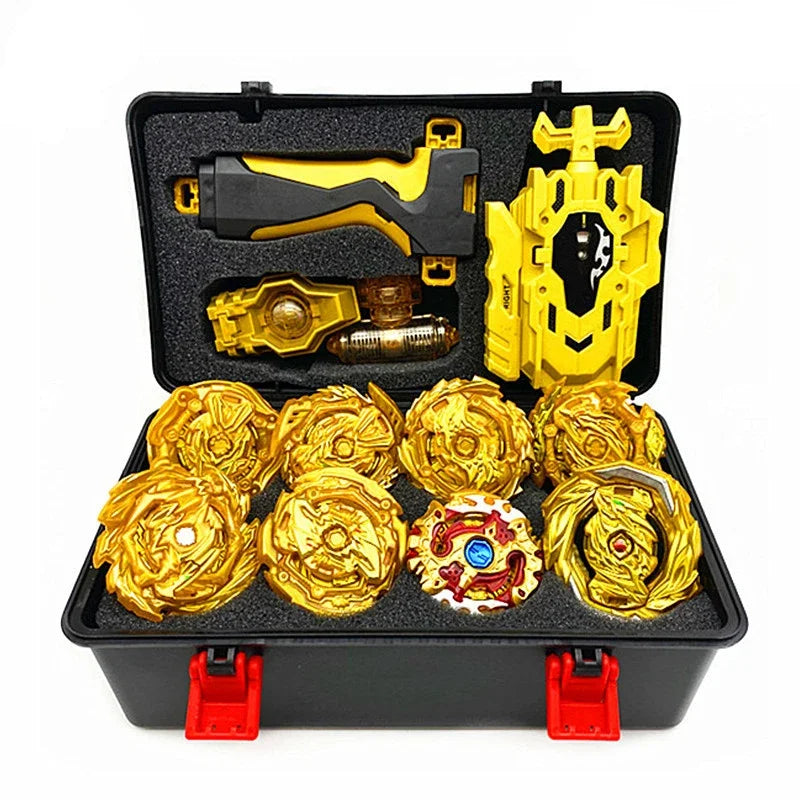 Toupie Bey 8 en 1 avec Boite, Métal Fusion Blade Gyro de Combat Jouet Set, avec Lanceur Poignée